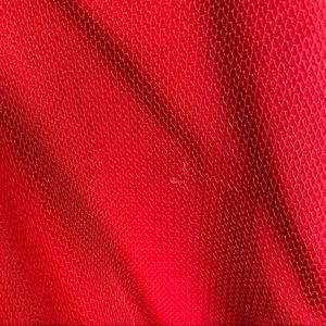 Asos ruffle off shoulder red dress